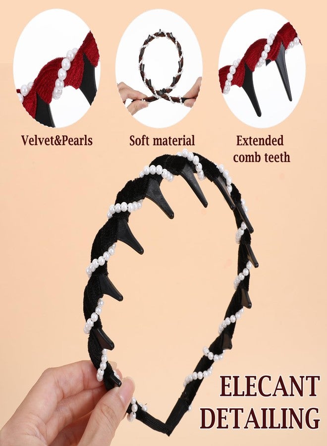 Matwsec 3 Pack Vintage High Cranium Headband Artificial Pearl Hair Band, Retro High Skull Pearl Headband Korean Hairbands with Comb Teeth, Anti-Slip Hair Comb Hoop Head Wear for Women Girls Accessories Gifts - Image 5